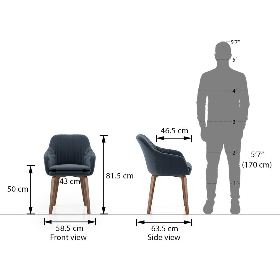 Rochelle Lounge Chair in Marengo Grey Velvet Colour