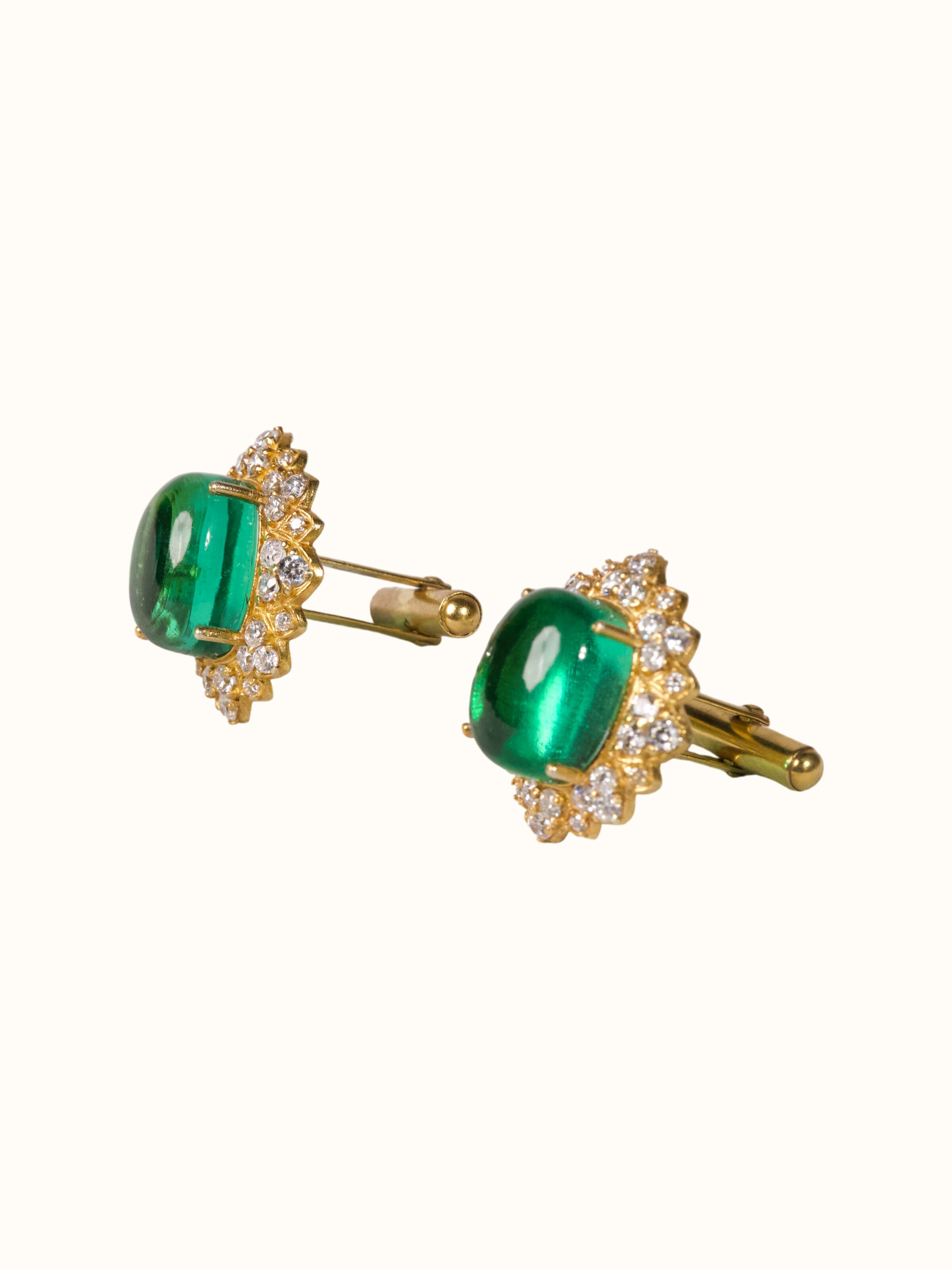 alternate angle view of silver smithing gold plated cufflinks set
