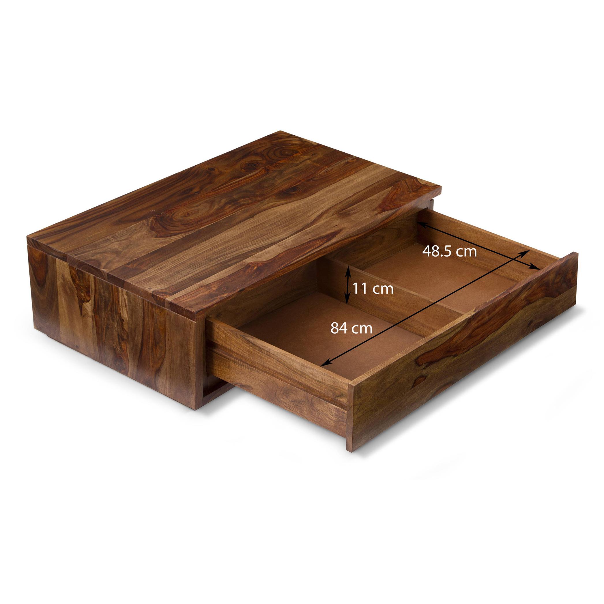 Vector Rectangular Solid Wood Coffee Table In Teak Finish