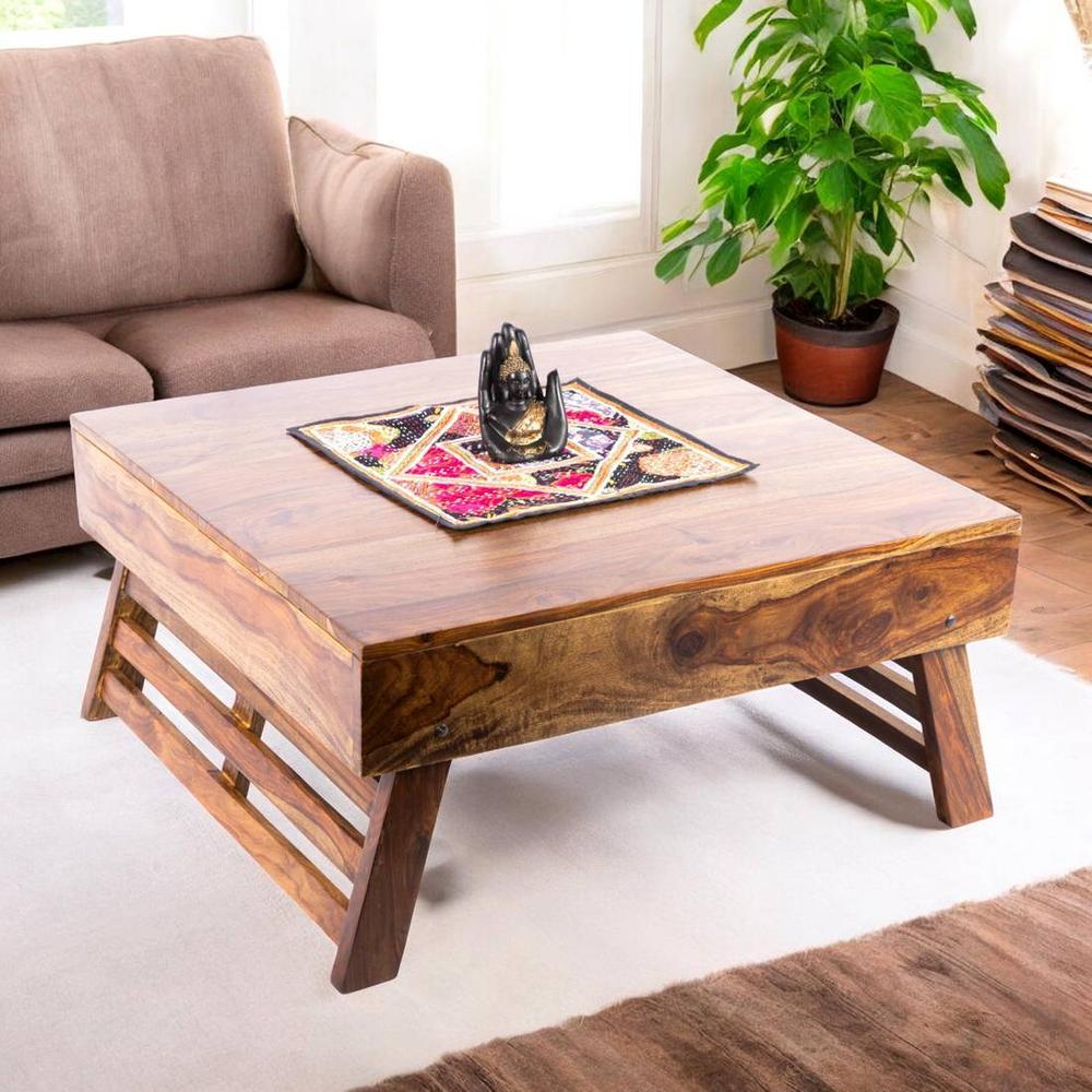 Bradford Sheesham Wood Coffee Table In Teak Finish