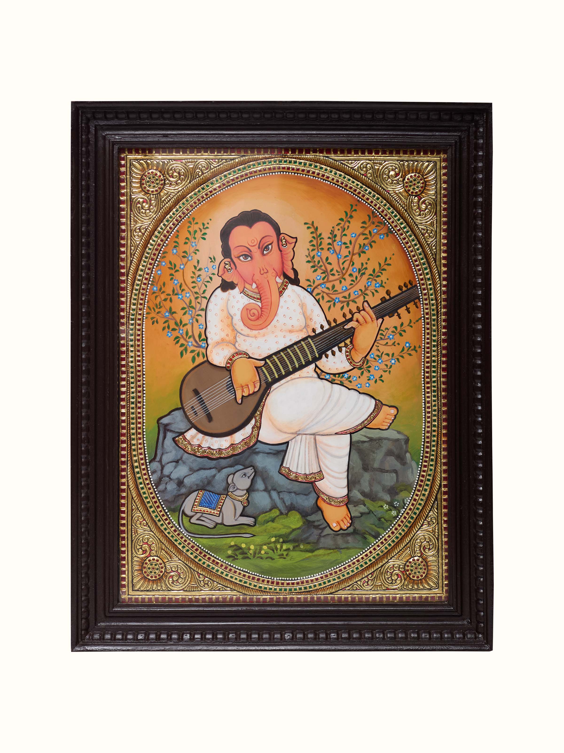 Ganesha with Guitar Thanjavur Painting