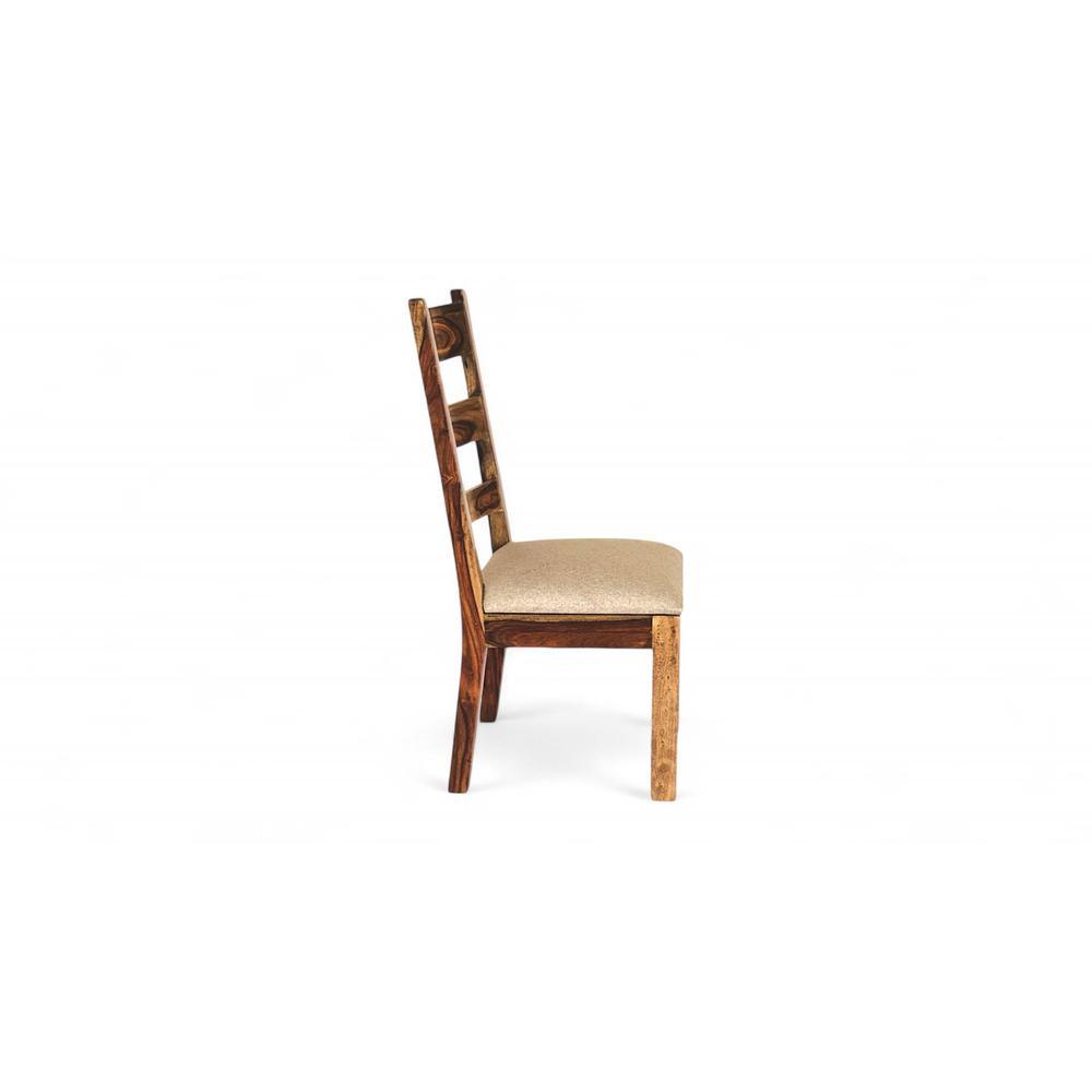 Newport Sheesham Wood   Dining Chair in Jute Beige     TEAK FINISH