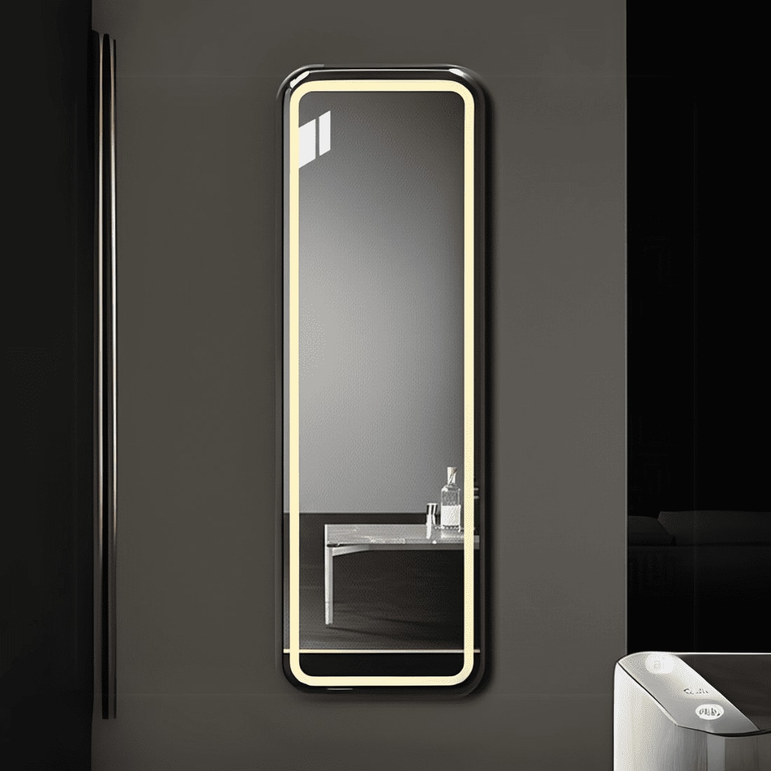 Full-Length Bedroom Dressing Mirror with frame Adjustable LED Standing Mirror