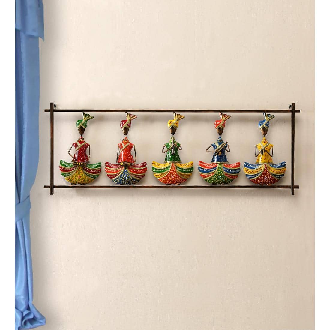 Desert Art Metal Handpainted Five Sardar Wall Hanging in Multicolour - Desert Art