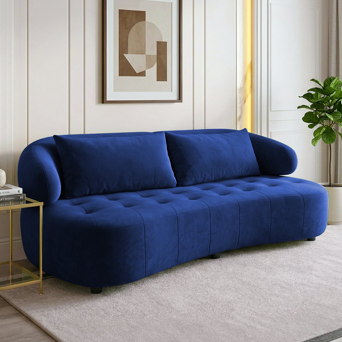 Henry Velvet 3 Seater Sofa Navy Blue Color - Home Lifestylez