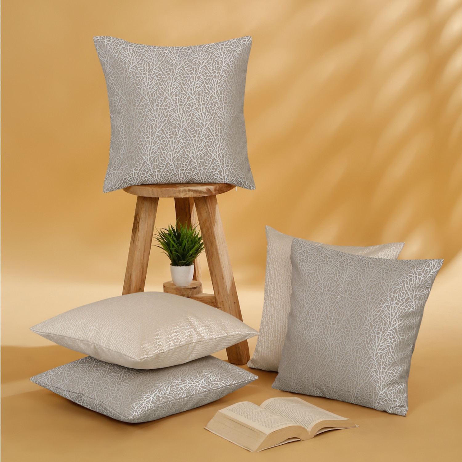 Set Of 5 Jacquard Square Cushion Covers - Rosarahome