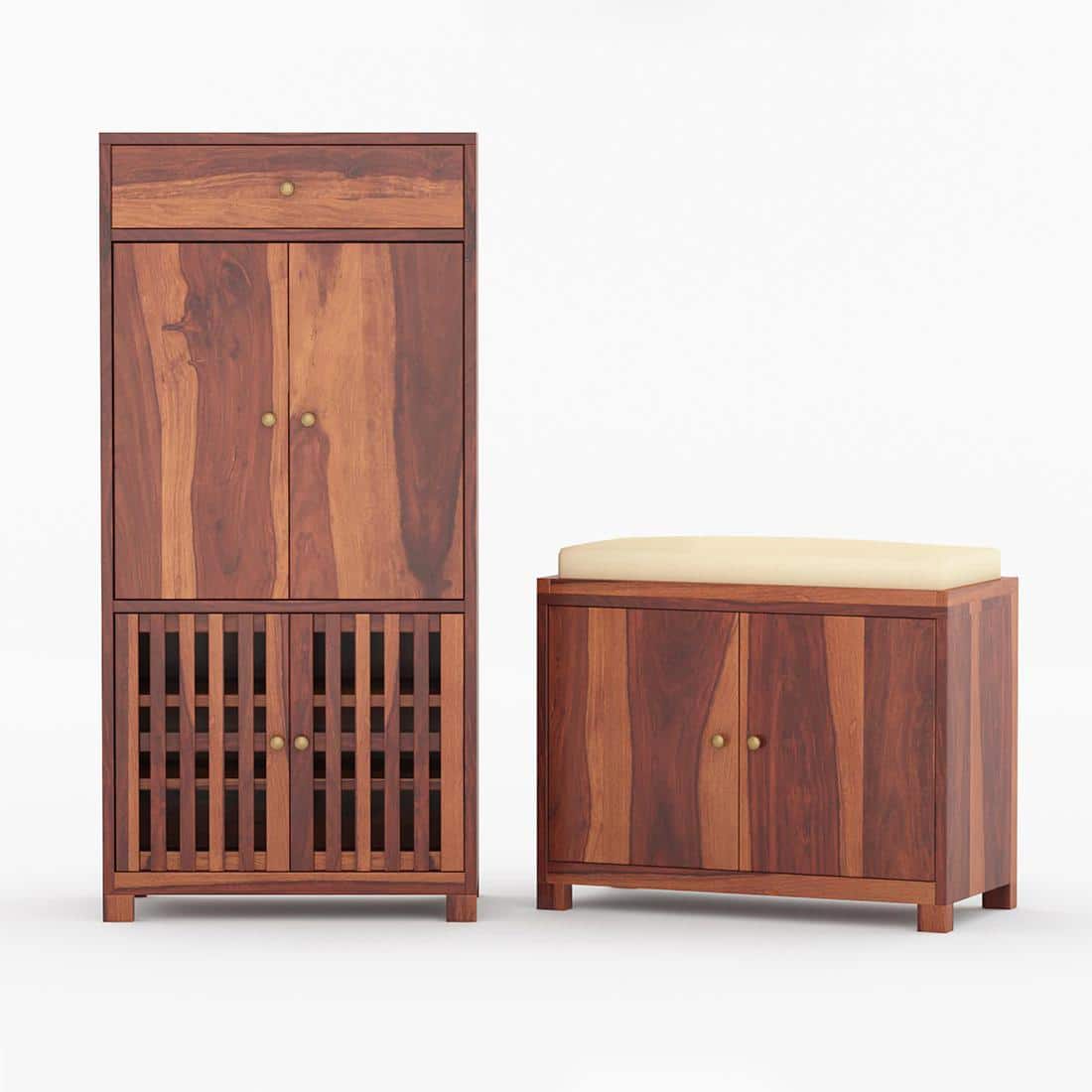 Parker Shoe Rack Of 40 Pairs In Honey Oak Color