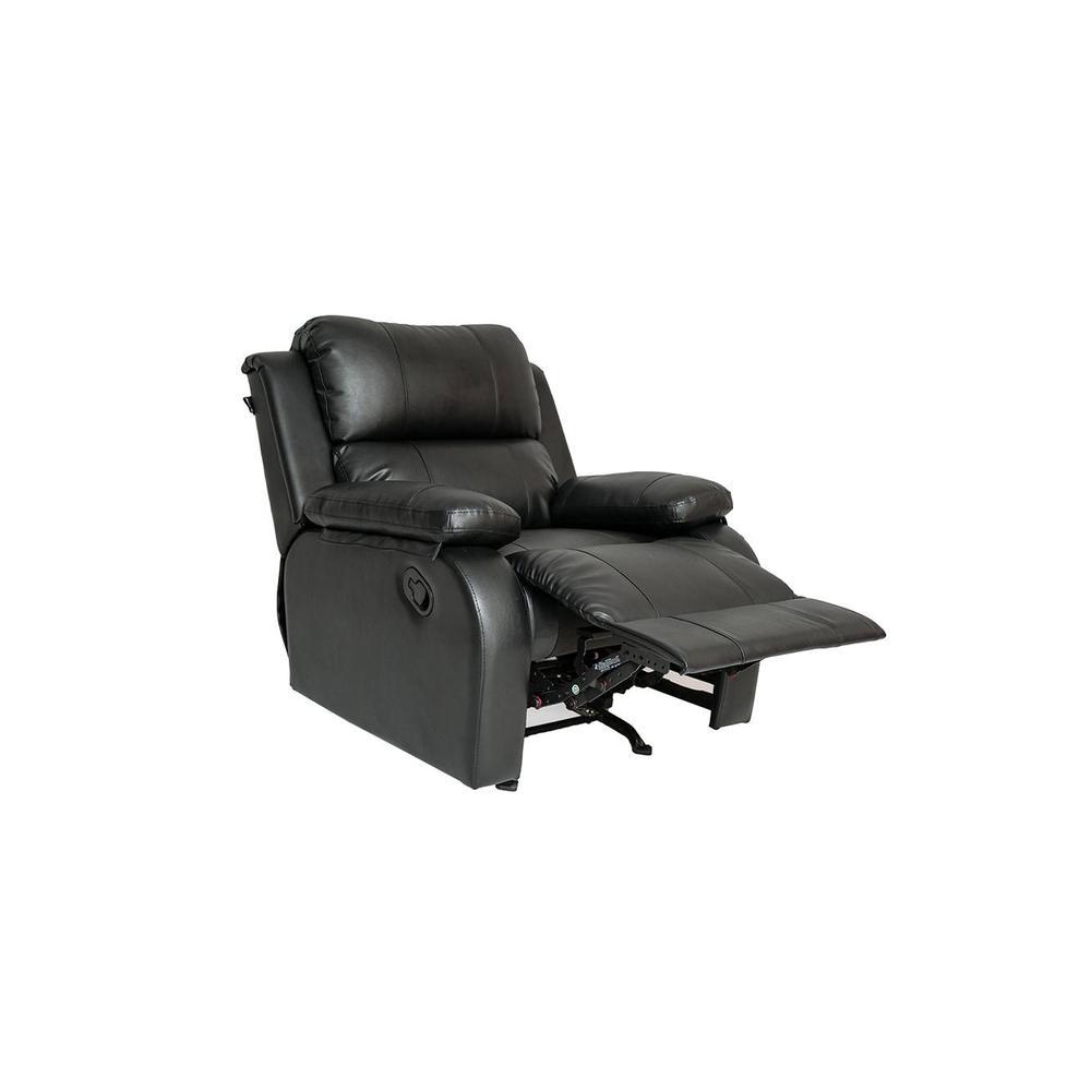 Cheer Leatherette One Seater Manual Recliner in Black Colour