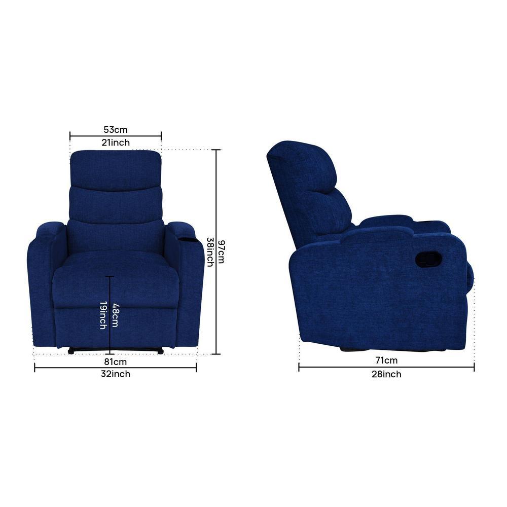 Carrera Fabric One Seater Manual Recliner in Blue Colour