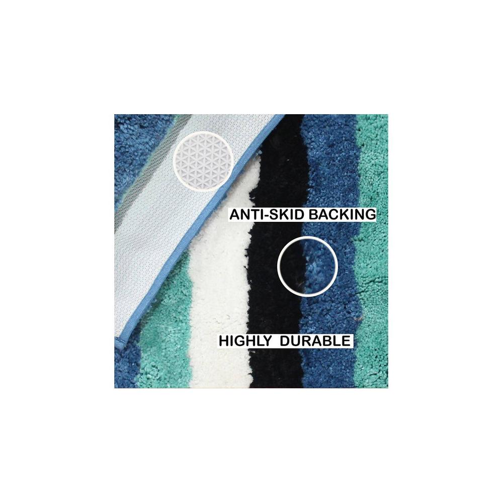 Brooklynn Blue Solid Natural Fiber 24x16 inches Anti-Skid Bath Mat