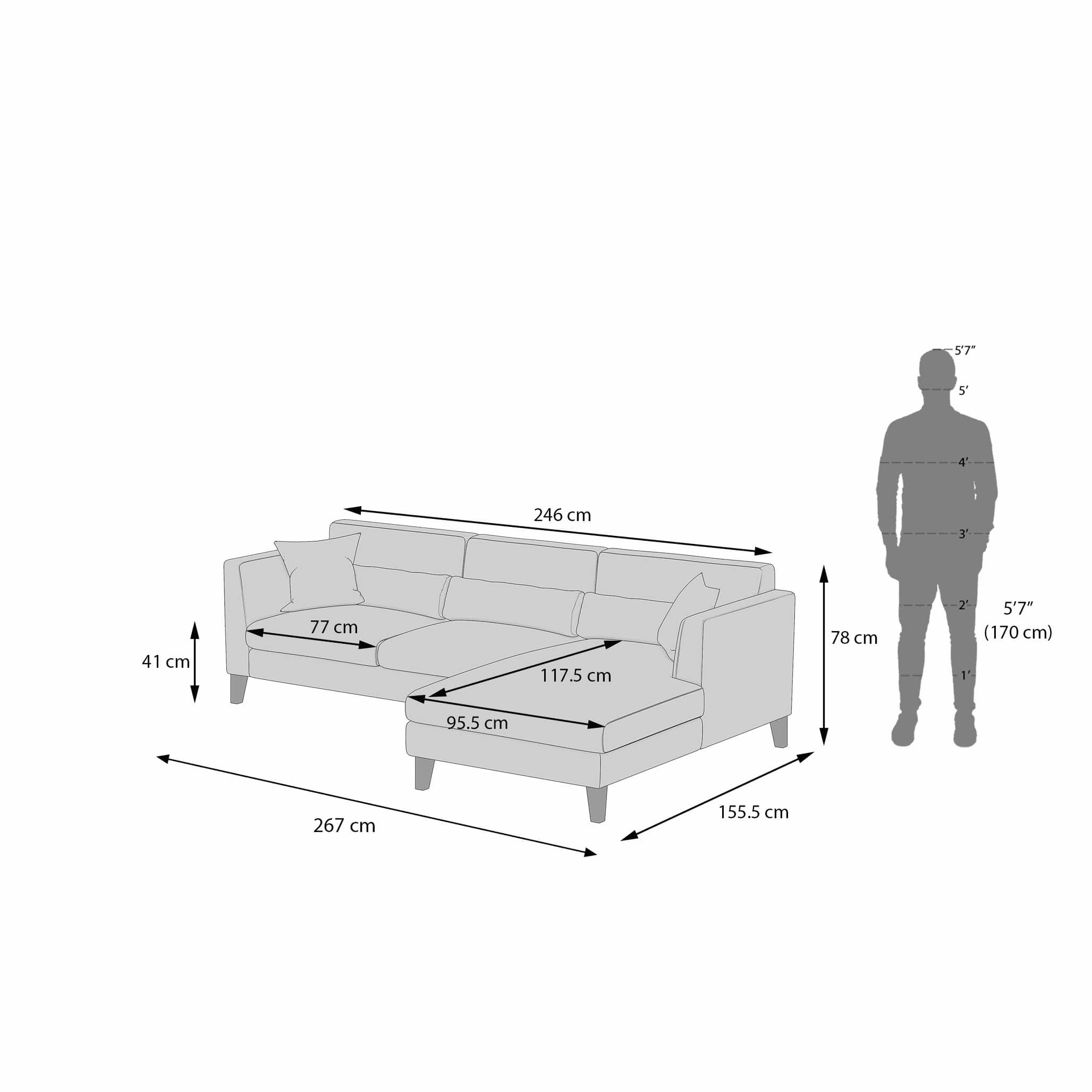 Lewis Sectional Sofa (Colour : Pebble Grey, Cushion : Soft, Seater : Right Aligned 3 Seater + Right Aligned Chaise)