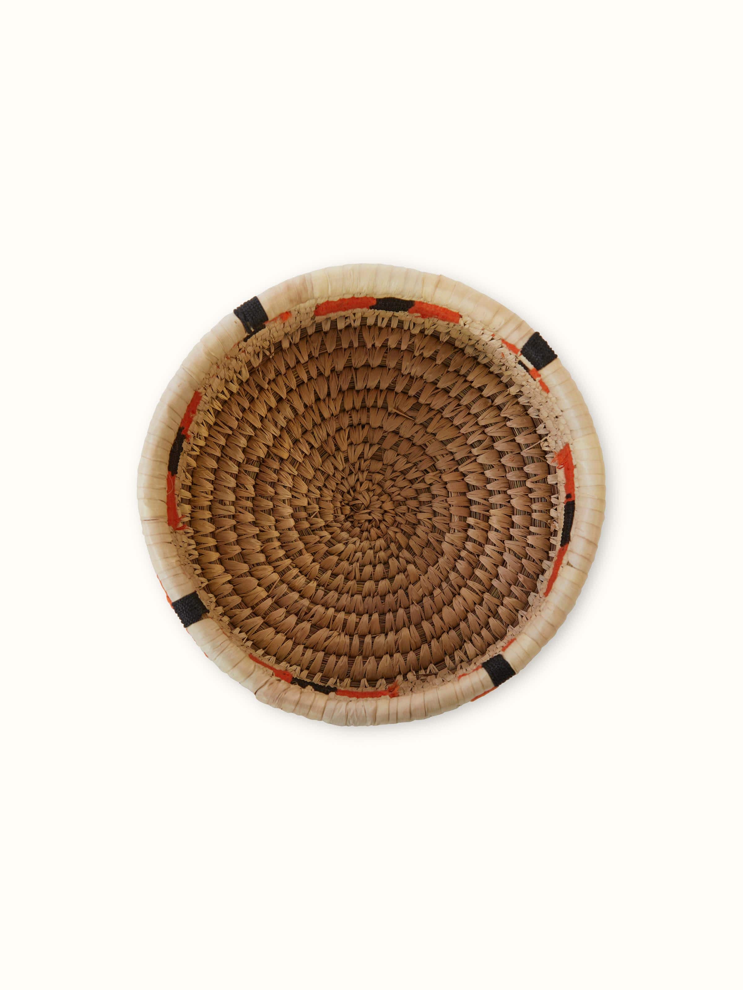 Detailed view of Natural kanshi fibre storage basket focusing on the weaving