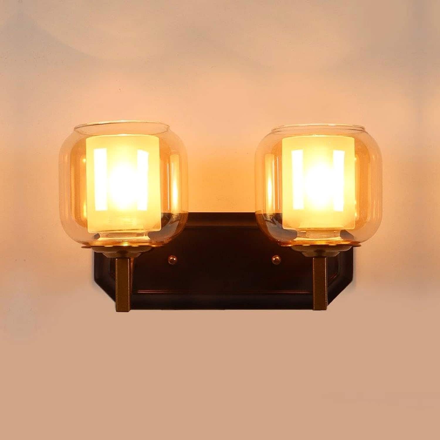Eliante Noon Iron Wall Light With Glass In Gold And Brown Colour - Eliante