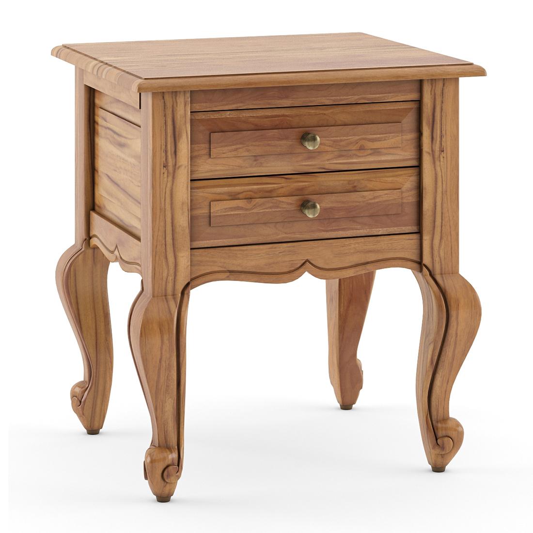 Taahira Solid Wood Bedside Table In Natural Teak Finish
