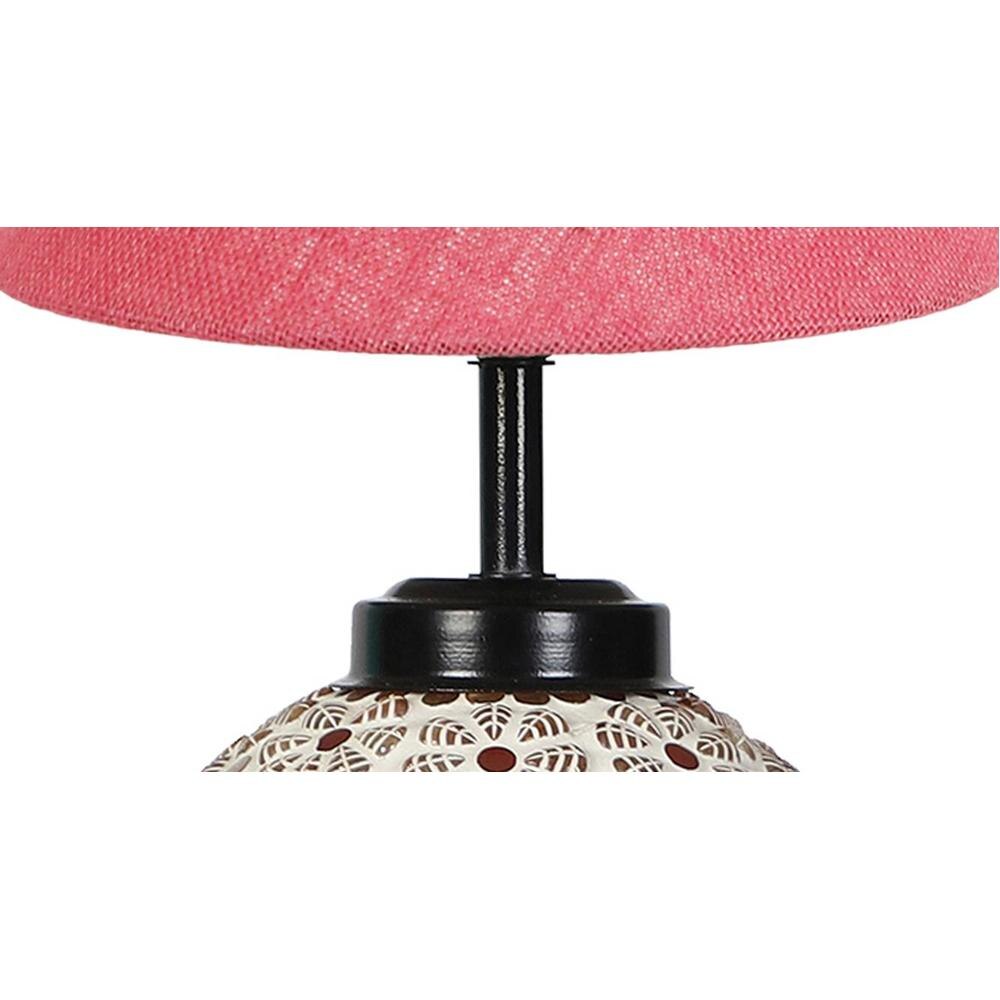 Averie Pink Jute Glass Table lamp with Iron Base