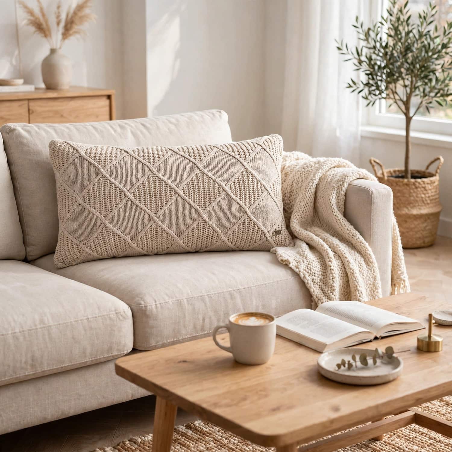 Danube Light Beige Melange Decorative Cushion Cover 12 x 20 Inches