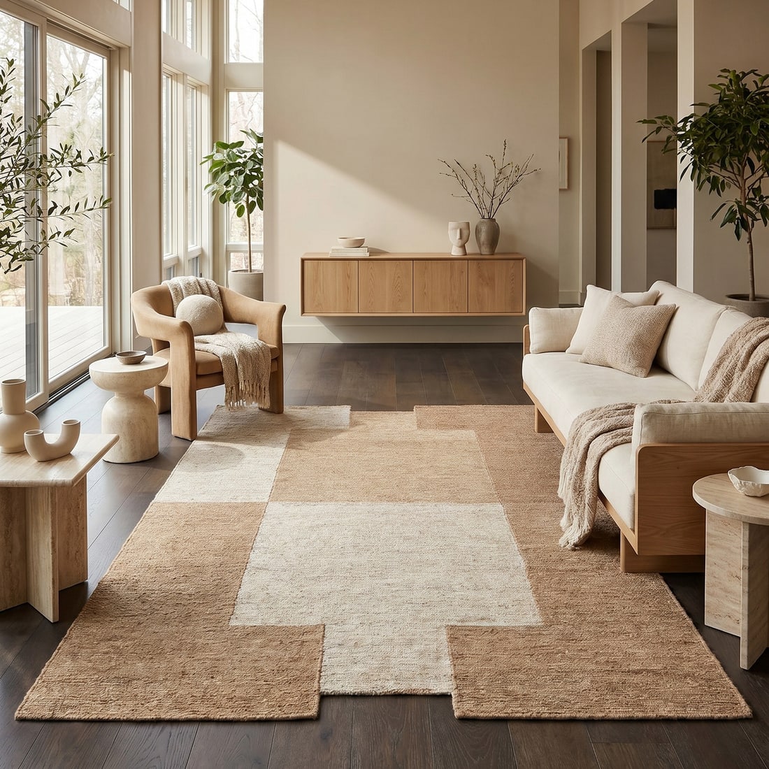 Jaipur Rugs Geometric Jute 5x8 Feet Cloud White And Peach Dhurrie Carpet For Living Room