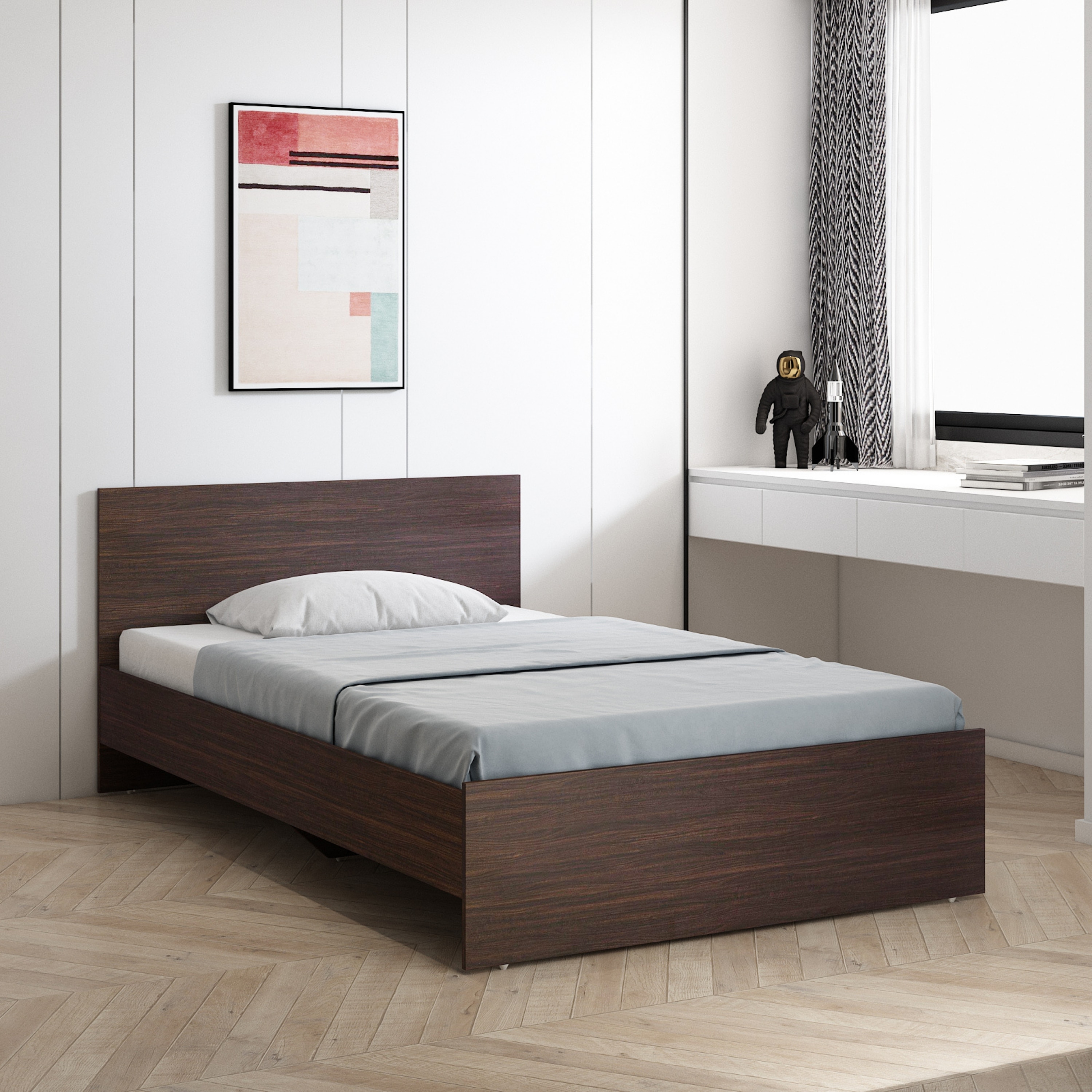 Leona Bed Without Storage in Choco Walnut Finish
