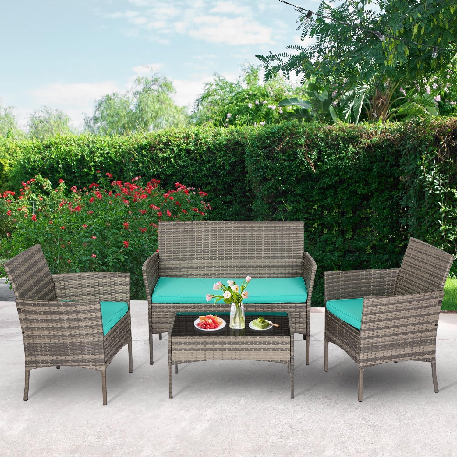 Carry Bird Wicker  Outdoor Set in Grey Colour (2 Seater Sofa, 2 Chairs & 1 Table) - Carrybird