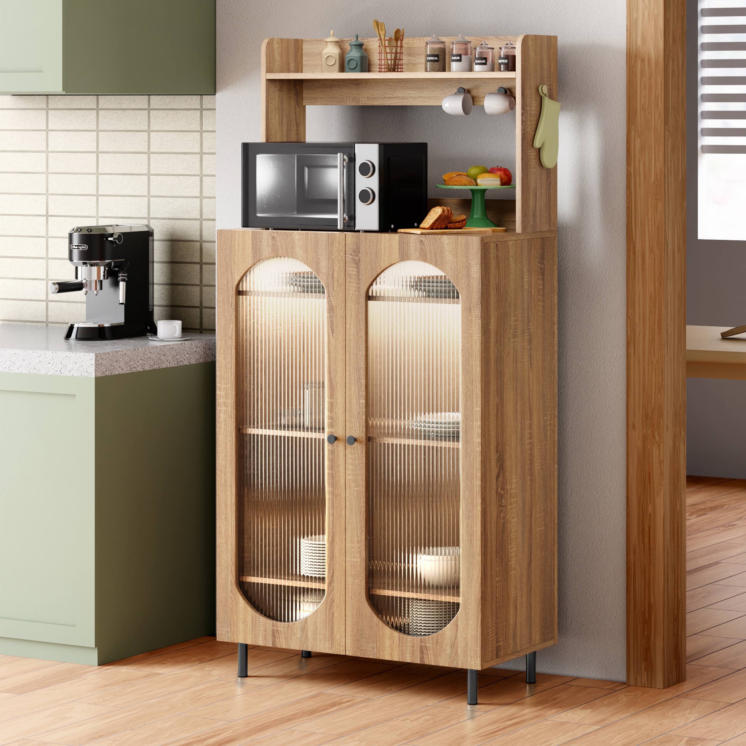 Stellar Multipurpose Storage Cabinet (Tall Size with Upper Shelf, Oak) - Alex Daisy