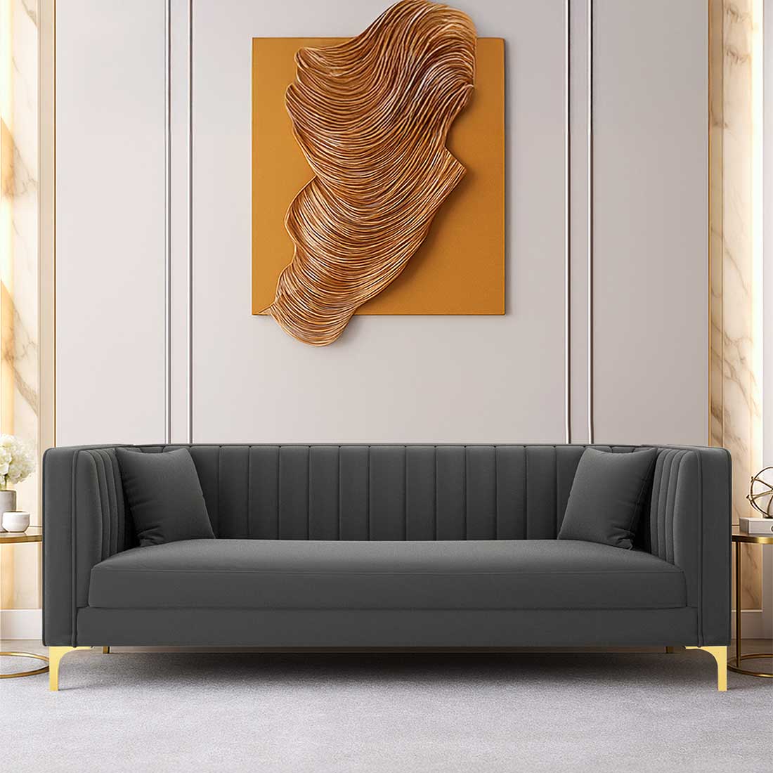 Tuxedo Fabric Sofa (Dark Grey)