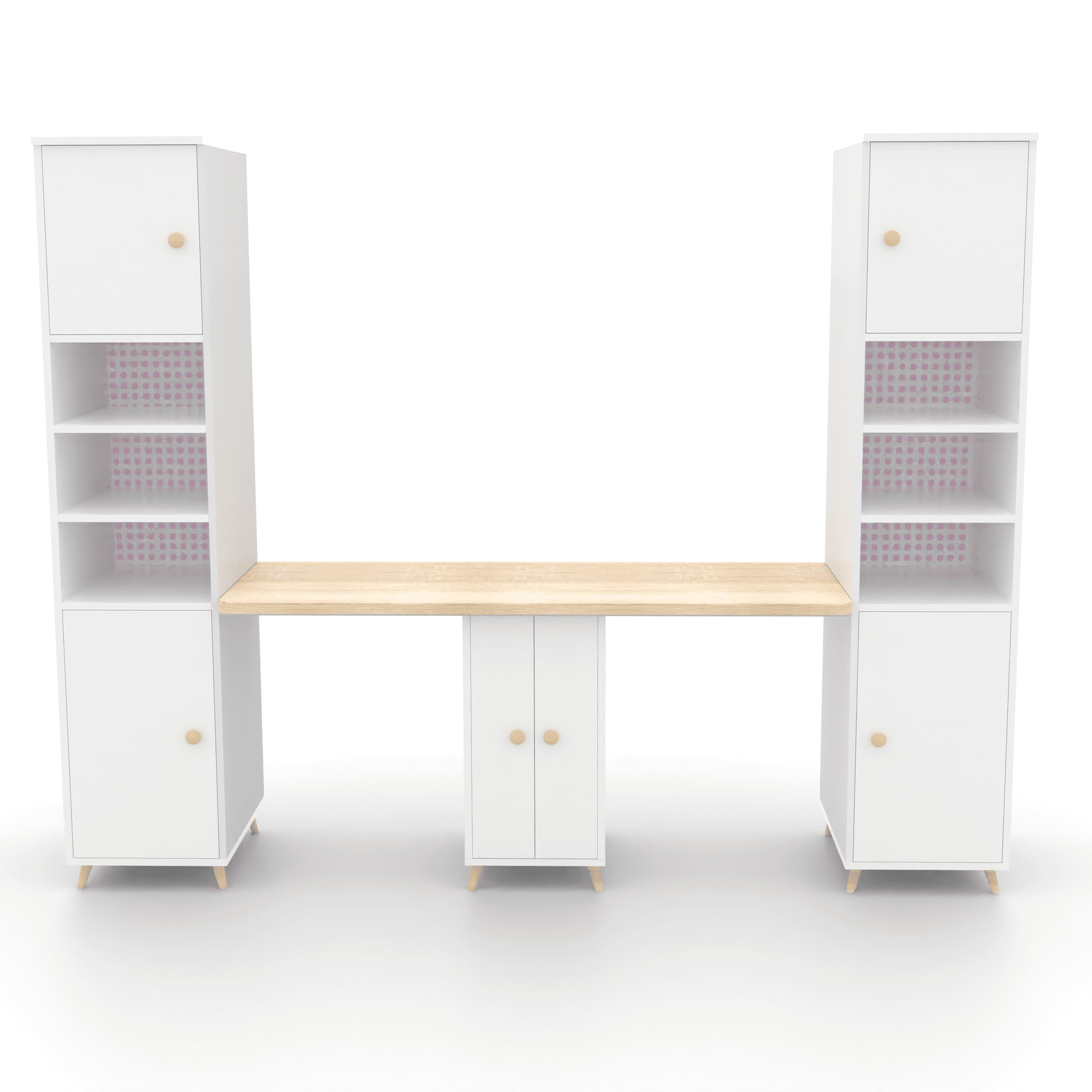 Dynamo 2 Seater Study Table  Pink In Pink Colour