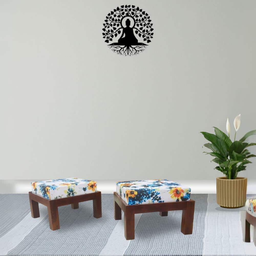 Heonar solid wood  ottoman in  provincial teak finish