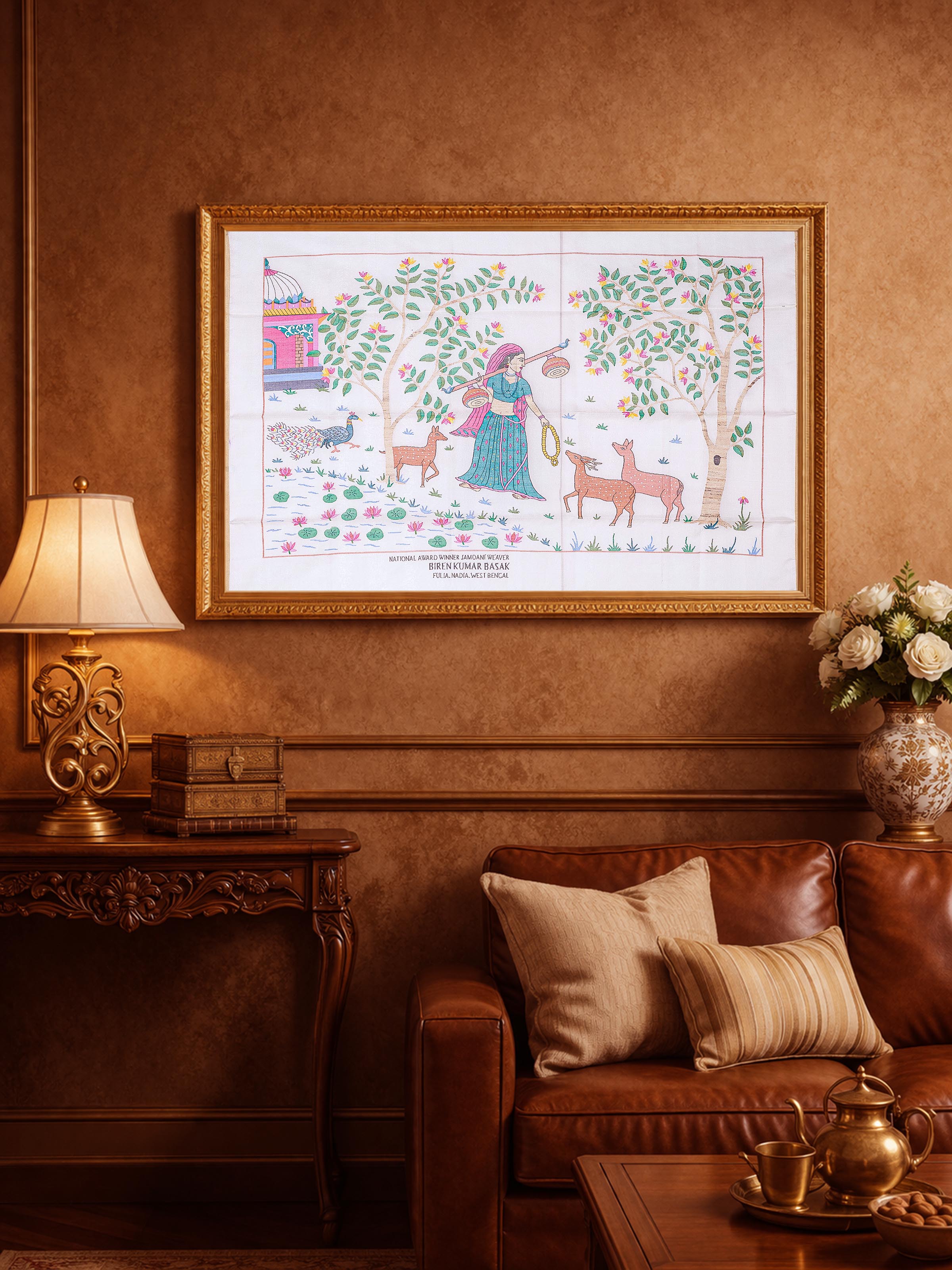 Village Lady Jamdani Wall Hanging