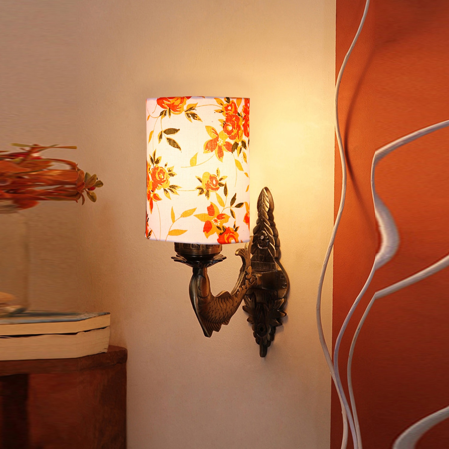 Devansh Metal Electric Wall Light in Antique Gold Colour with Multi Shade Count of 1 Light - Devansh