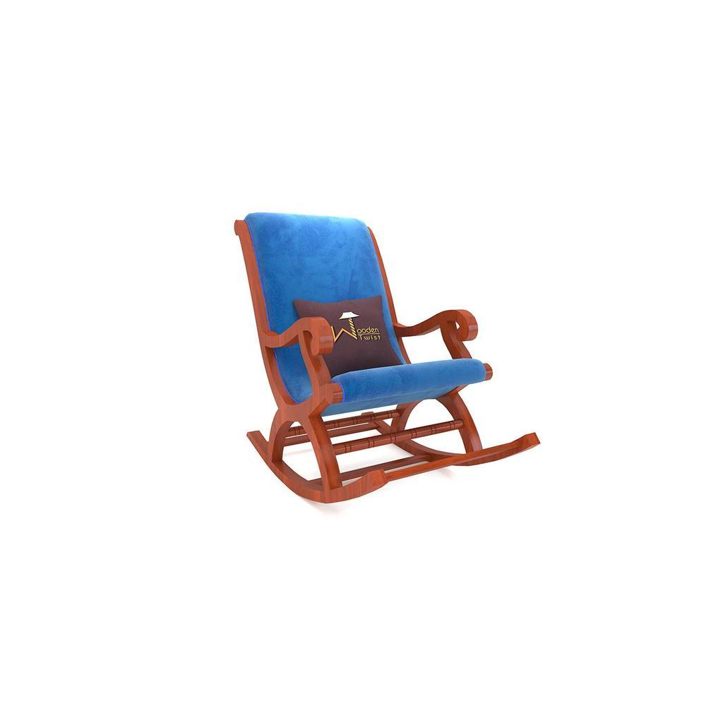 Amery Solid Wood Rocking Chair in Blue Colour