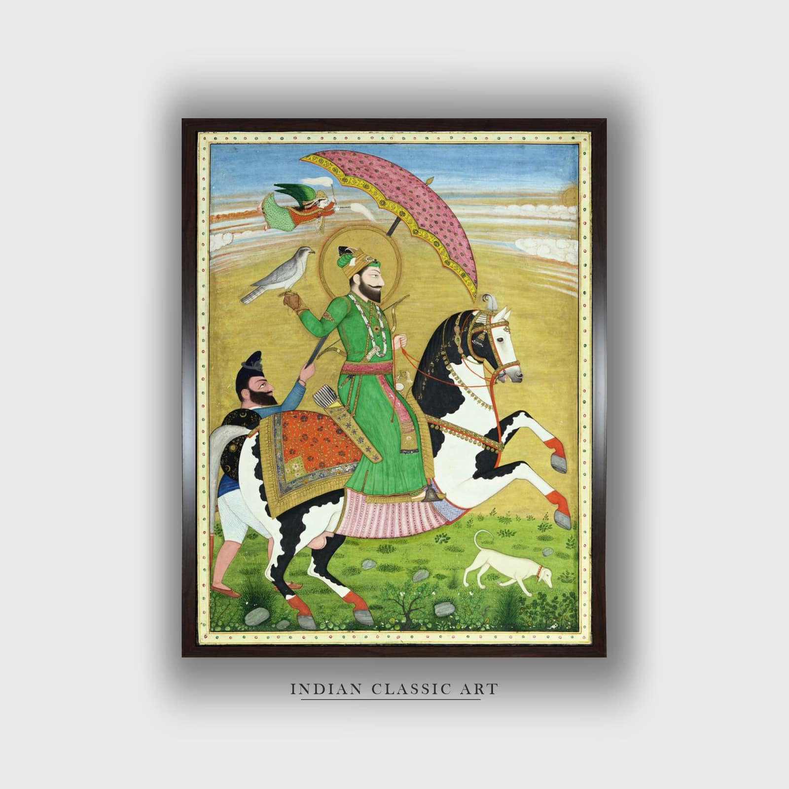 Equestrian Portrait Guru Gobind Singh Attended Upon Canvas Wall Prints Set of 1 Multicolor Matte