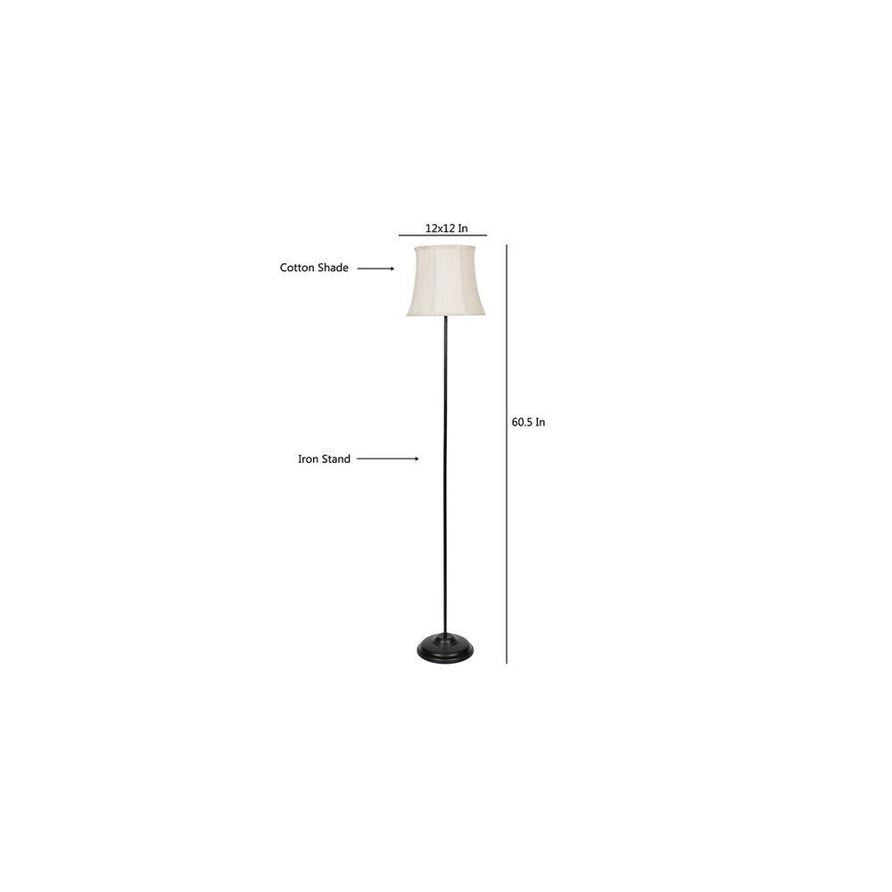 Rupert Black Cotton Shade Floor Lamp