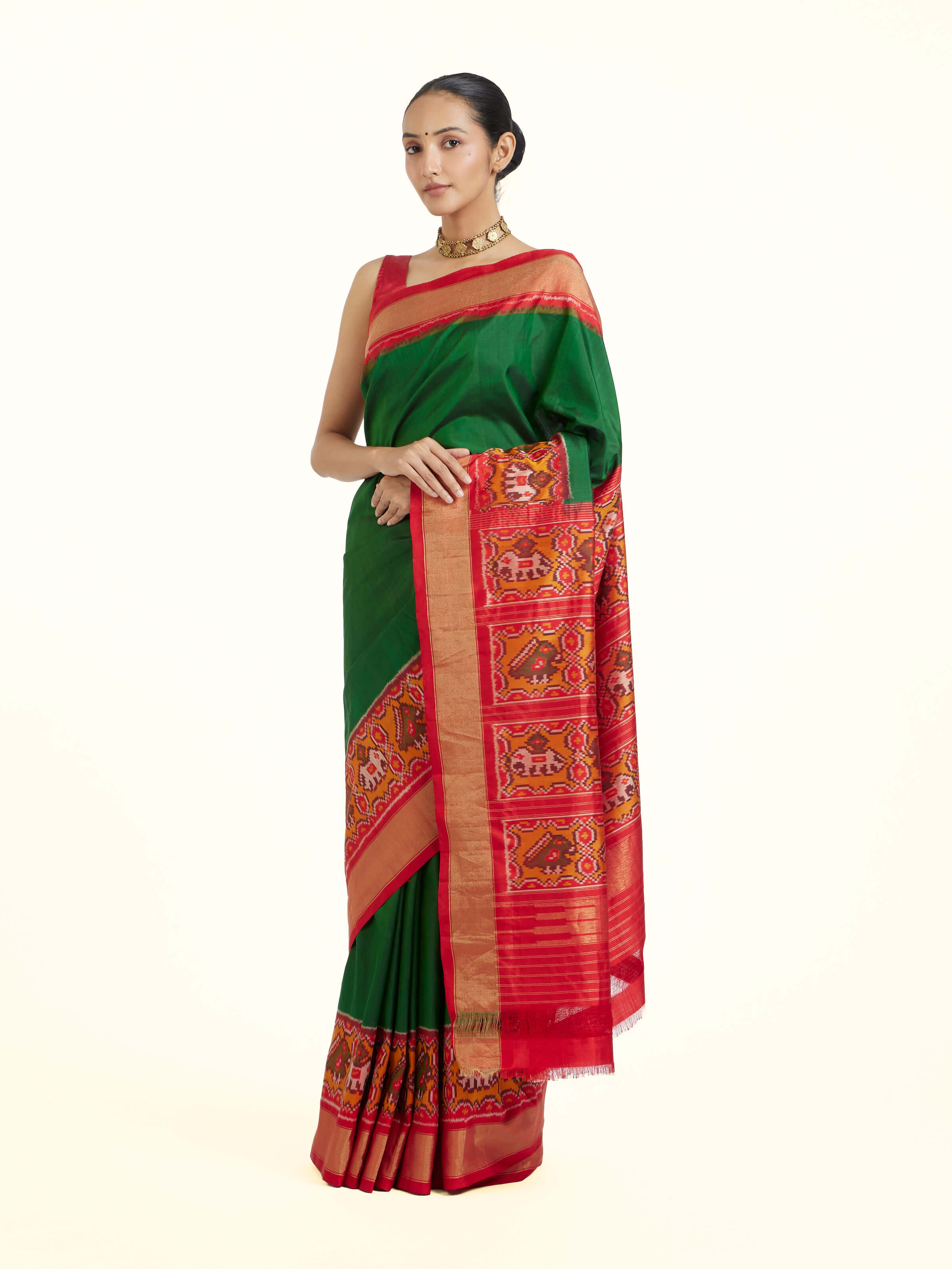 Green Pochampally Ikat Silk Saree