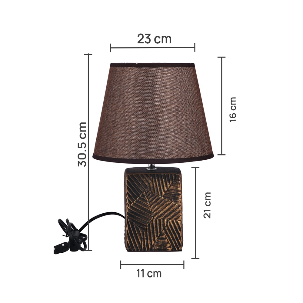 Short Table Lamp Brown Compact Contemporary Design