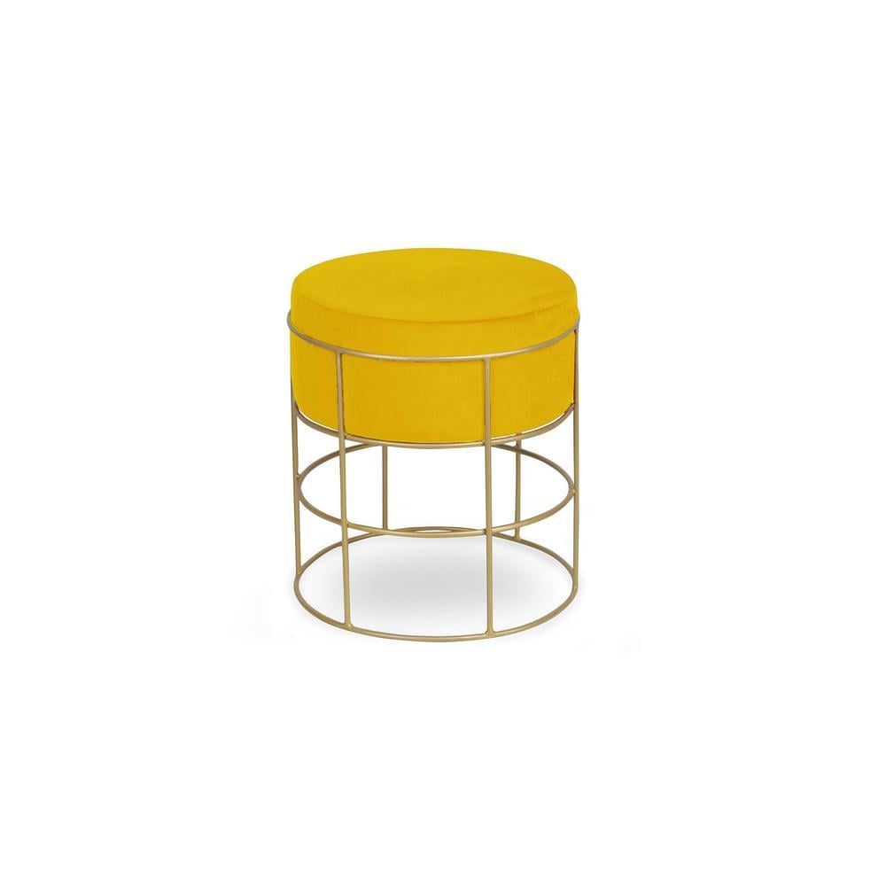 Dominic Solid Wood  Ottomon in  Yellow Colour