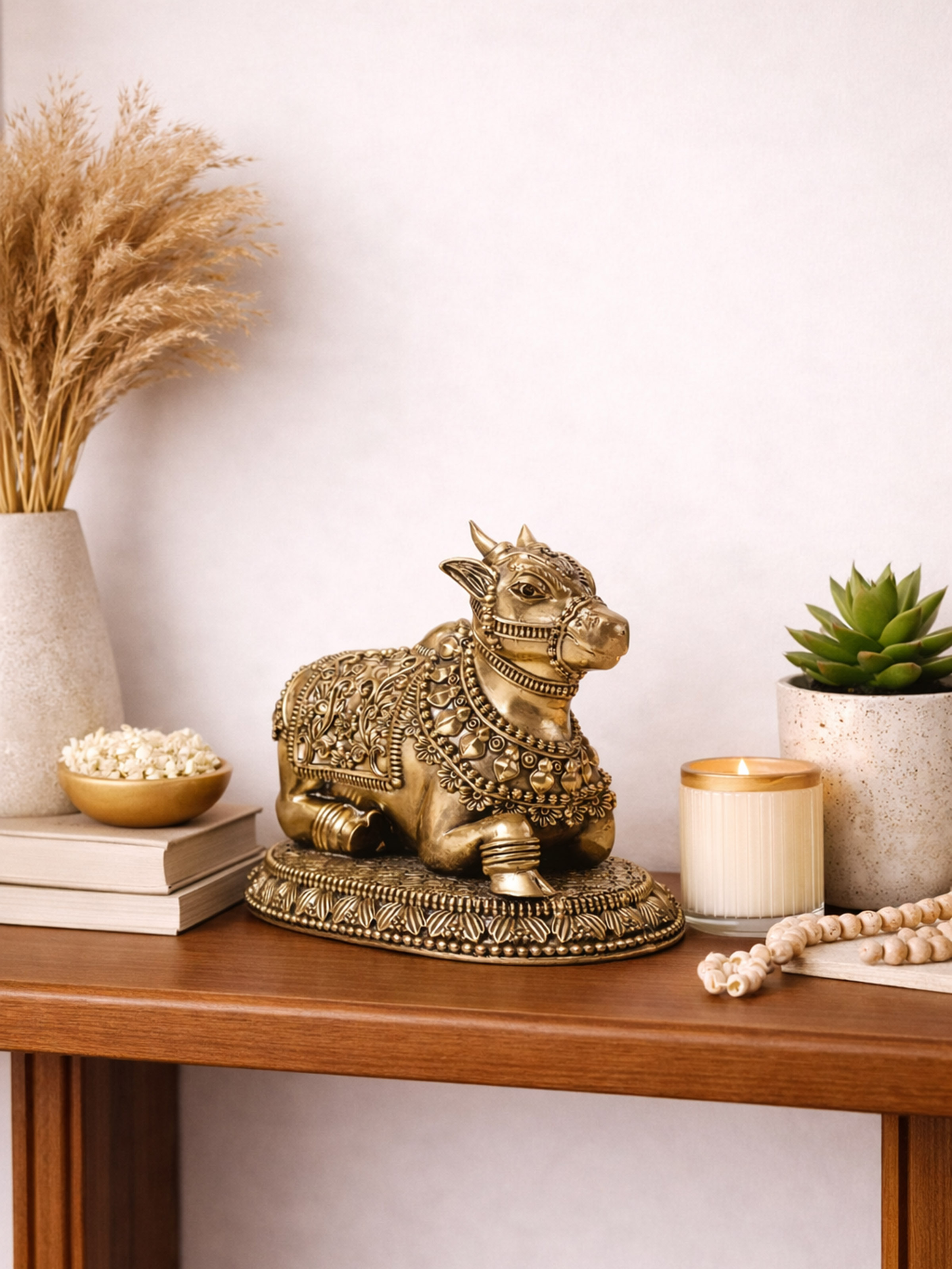 Brass Nandi Sitting Sculpture
