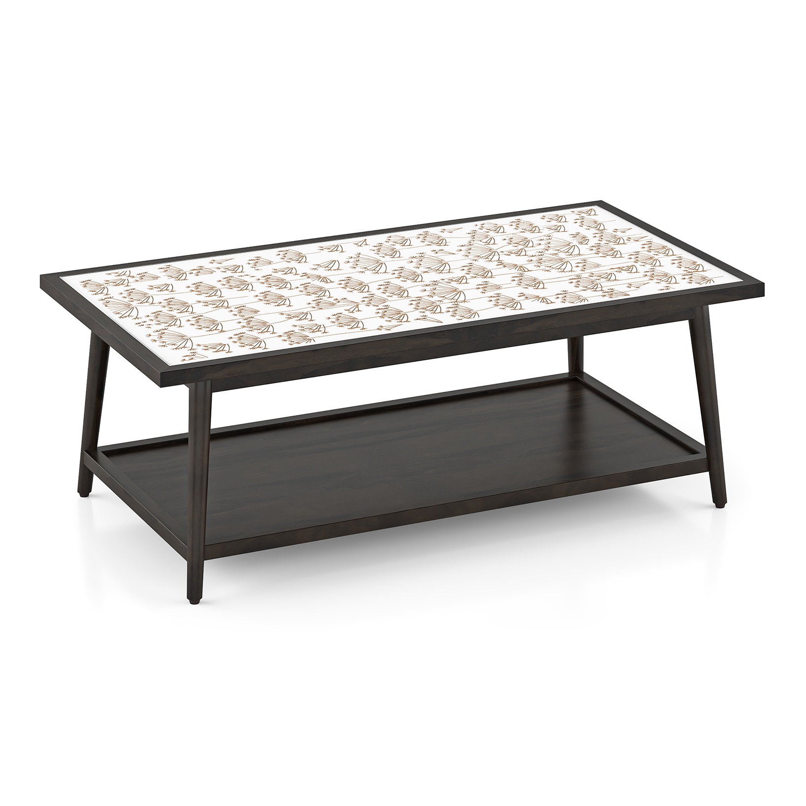 Fleur Coffee Table White & Americain Walnut Finish