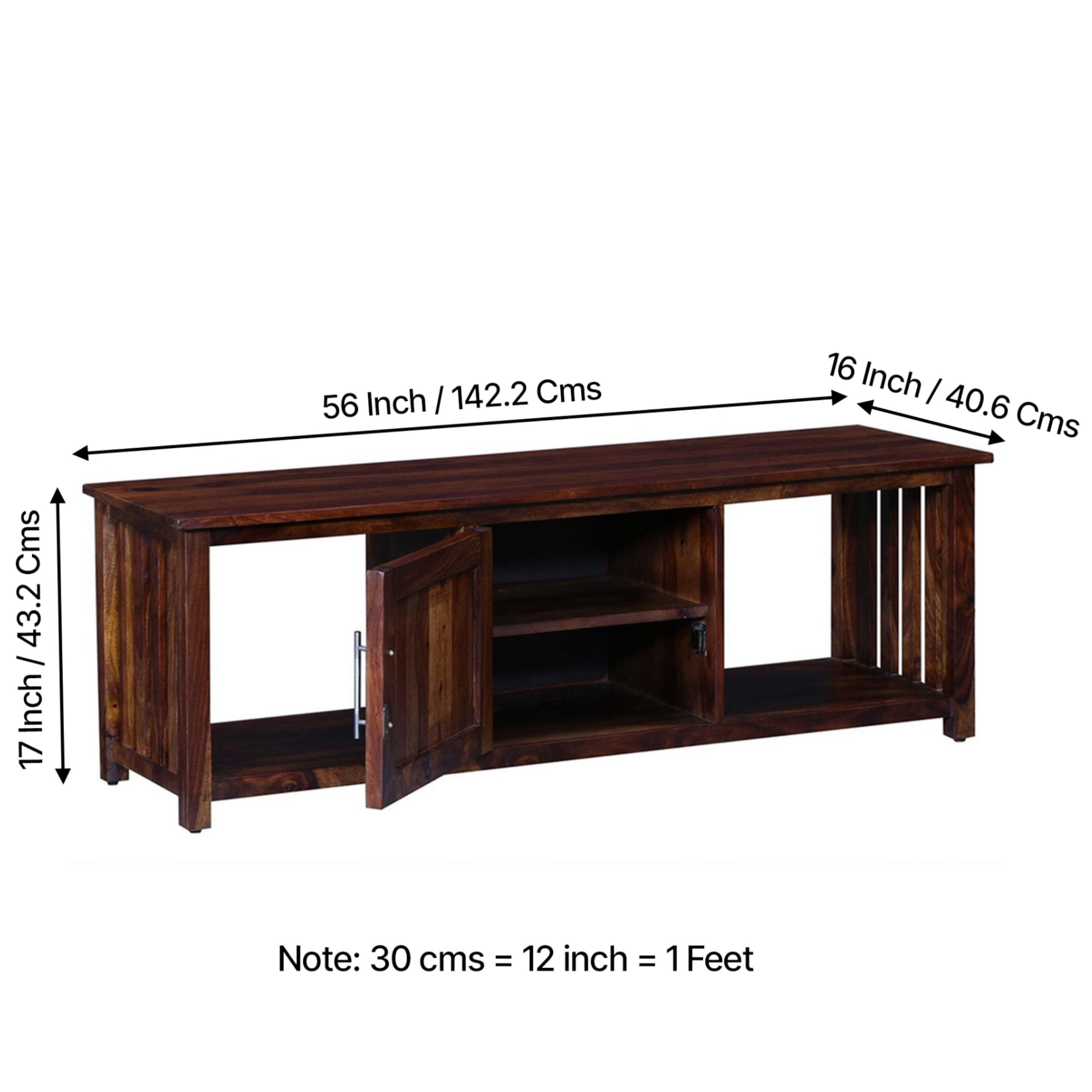 Elder Sheesham Wood Contemporary Tv Entertainment Unit For Tv Upto 70 Inch In Provisional Teak Finish