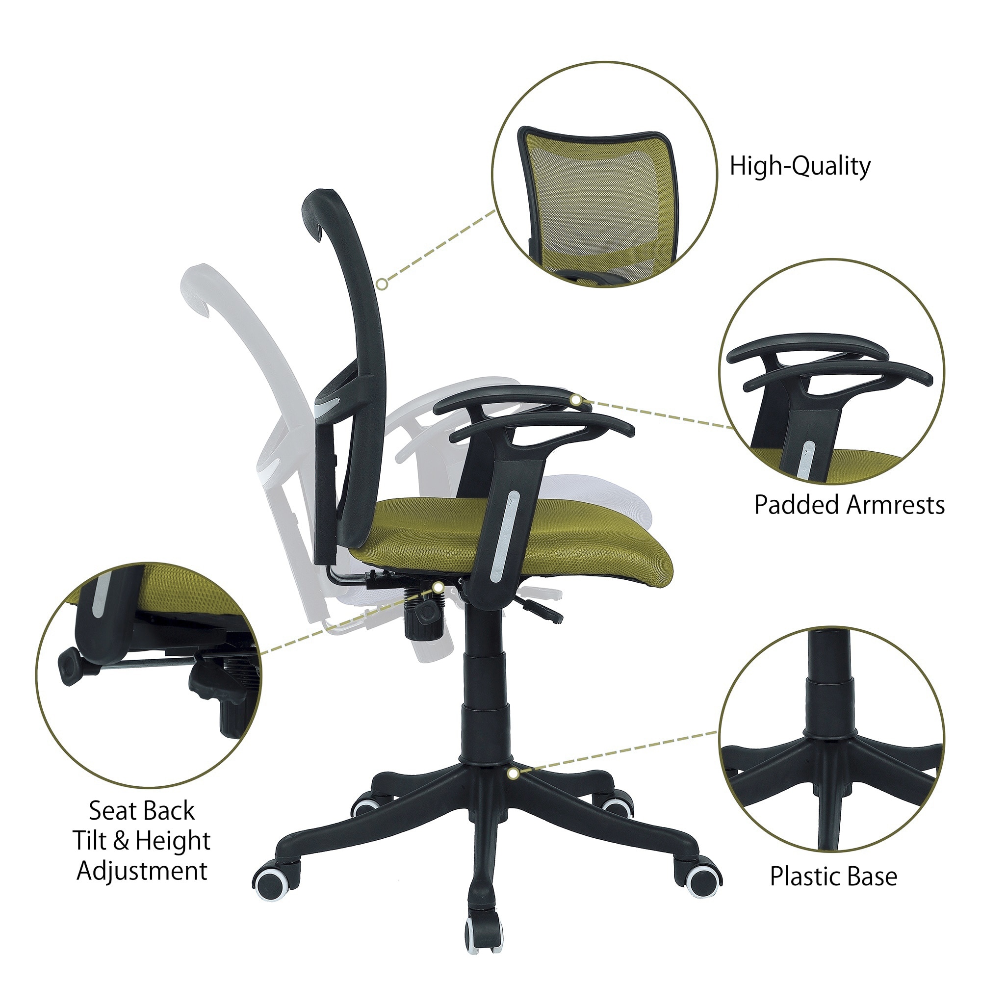 Eexcaeal Mid Back Ergonomic Chair in Pearl Green Colour