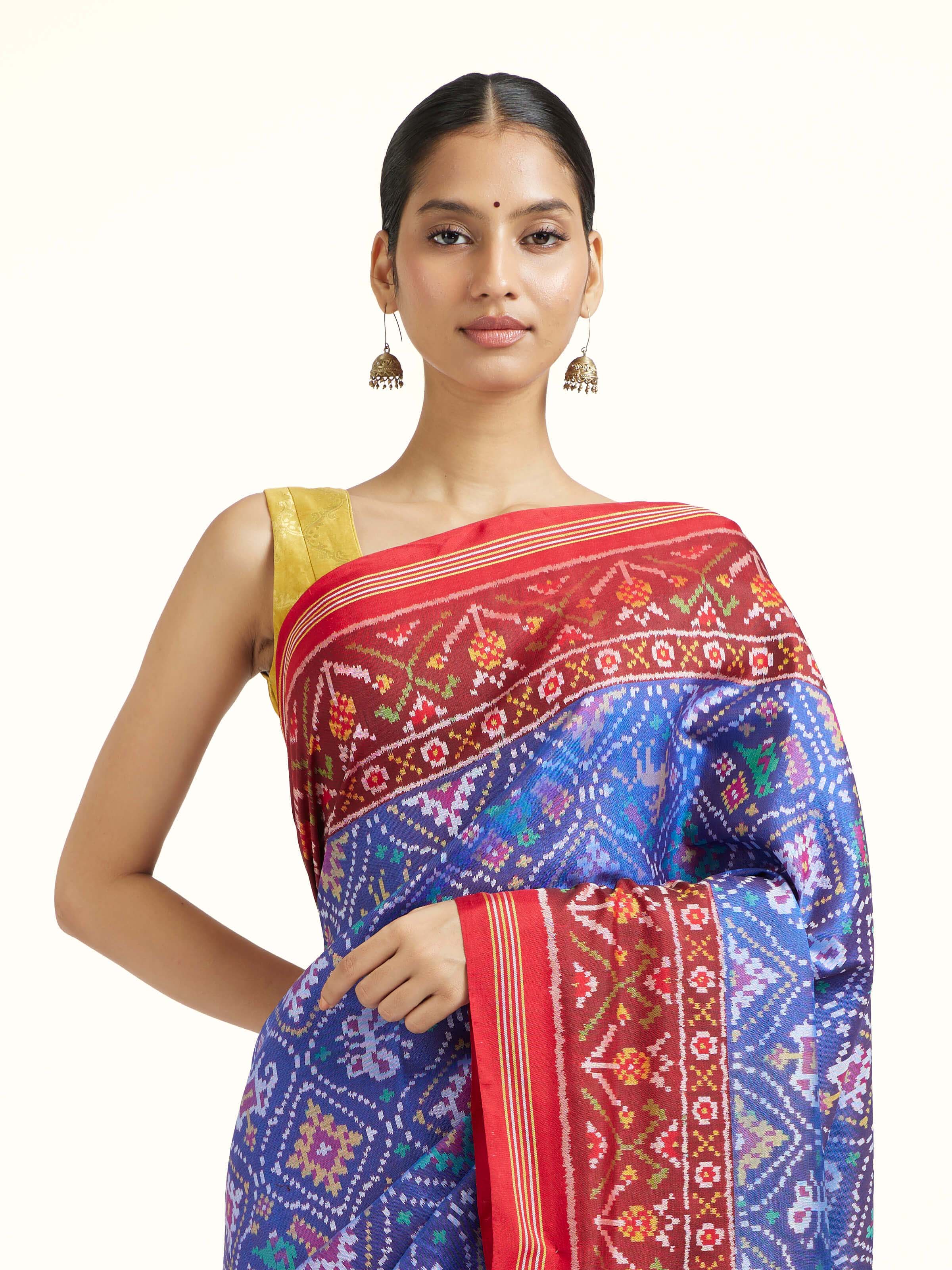 Light Blue Patan Patola Handloom Silk Saree