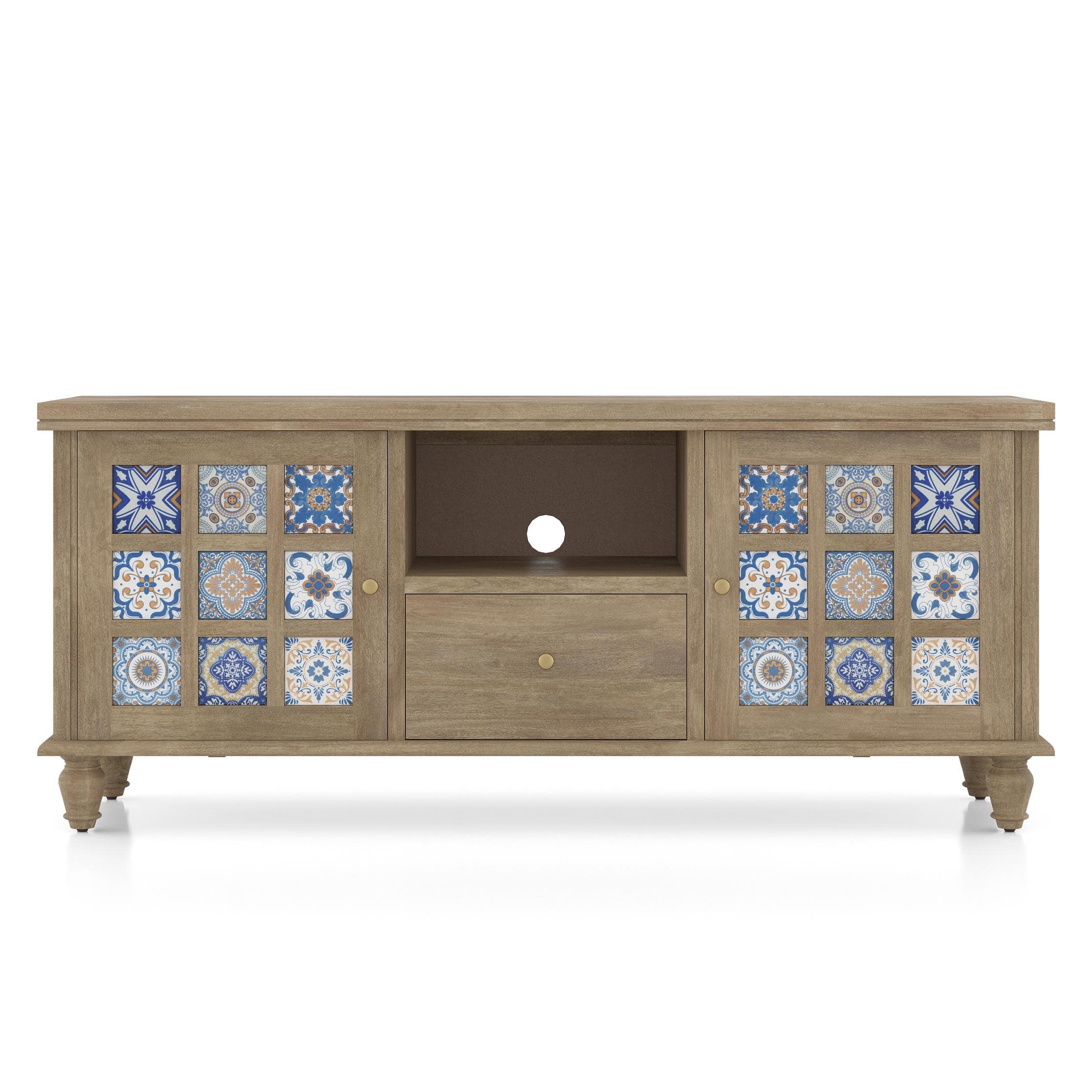 Azul Solid Wood TV Unit in Brushed Bali Oak Finish