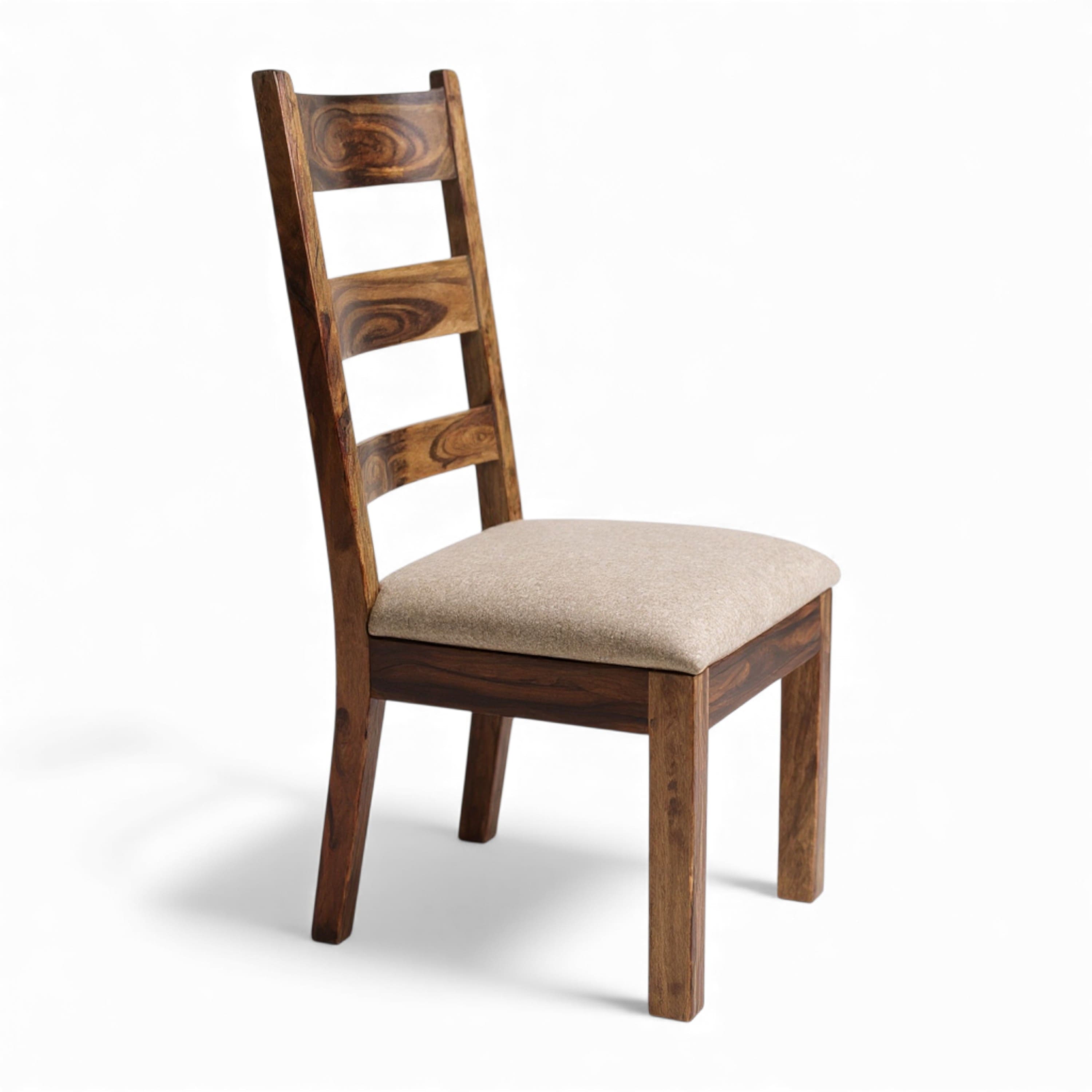 Newport Sheesham Wood   Dining Chair in Jute Beige     TEAK FINISH