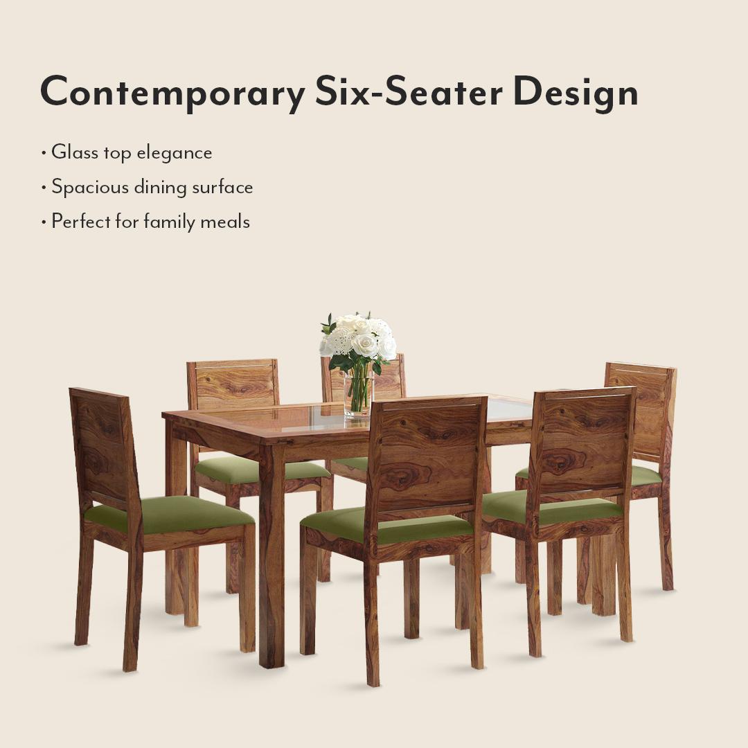 Floyd 6 Seater Dining Table Glass Top With Set Of 6 Oribi Dining Chairs