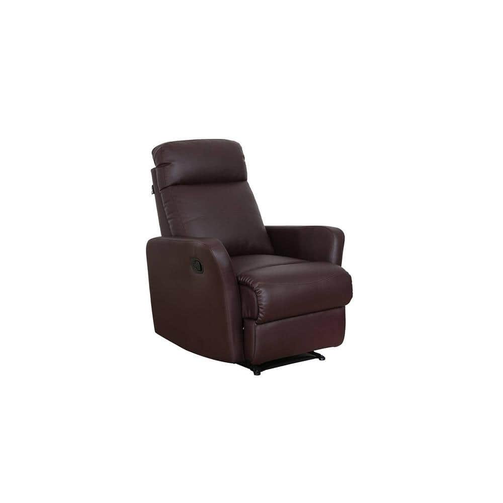 Sleek Leatherette One Seater Manual Recliner in Brown Colour