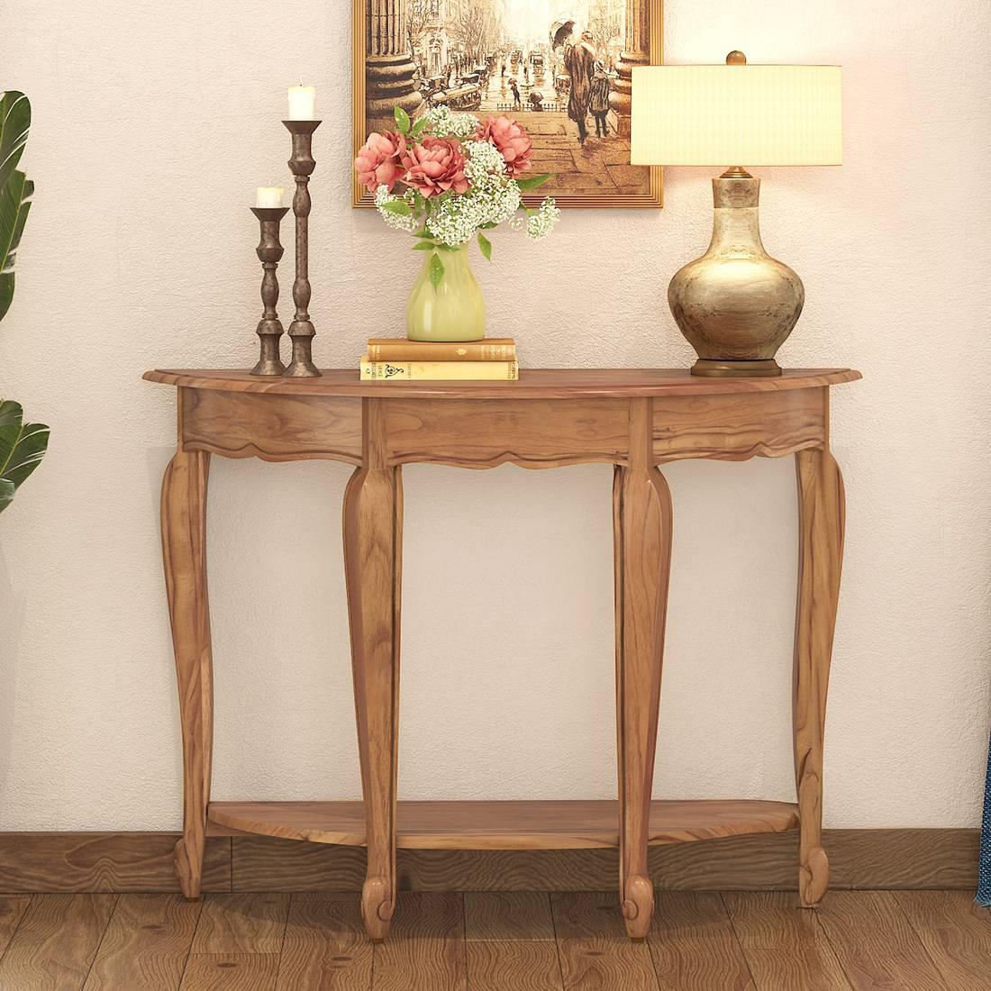 Taahira Console Table in Natural Teak Finish