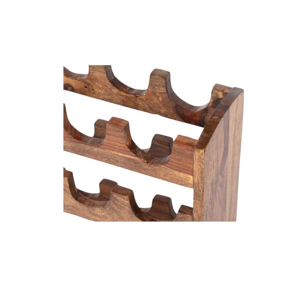 Kassel Sheesham Wood Wine Rack for 12 Bottles in Teak Finish