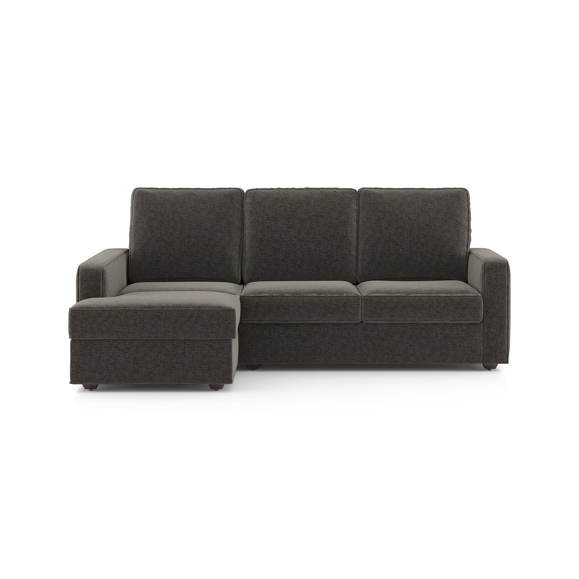 Apollo Compact Sofa (Colour : Smoke, Cushion : Soft, Back Type : High Back, Seating Capacity : Left Aligned 2 Seater + Left Aligned Chaise) - Urban Ladder