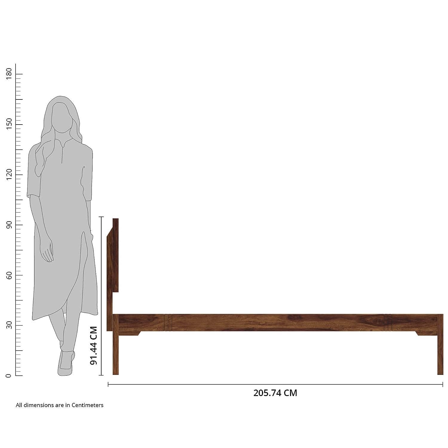 Triplet Solid Wood Single Size Non Storage Bed In Provincial Teak Finish
