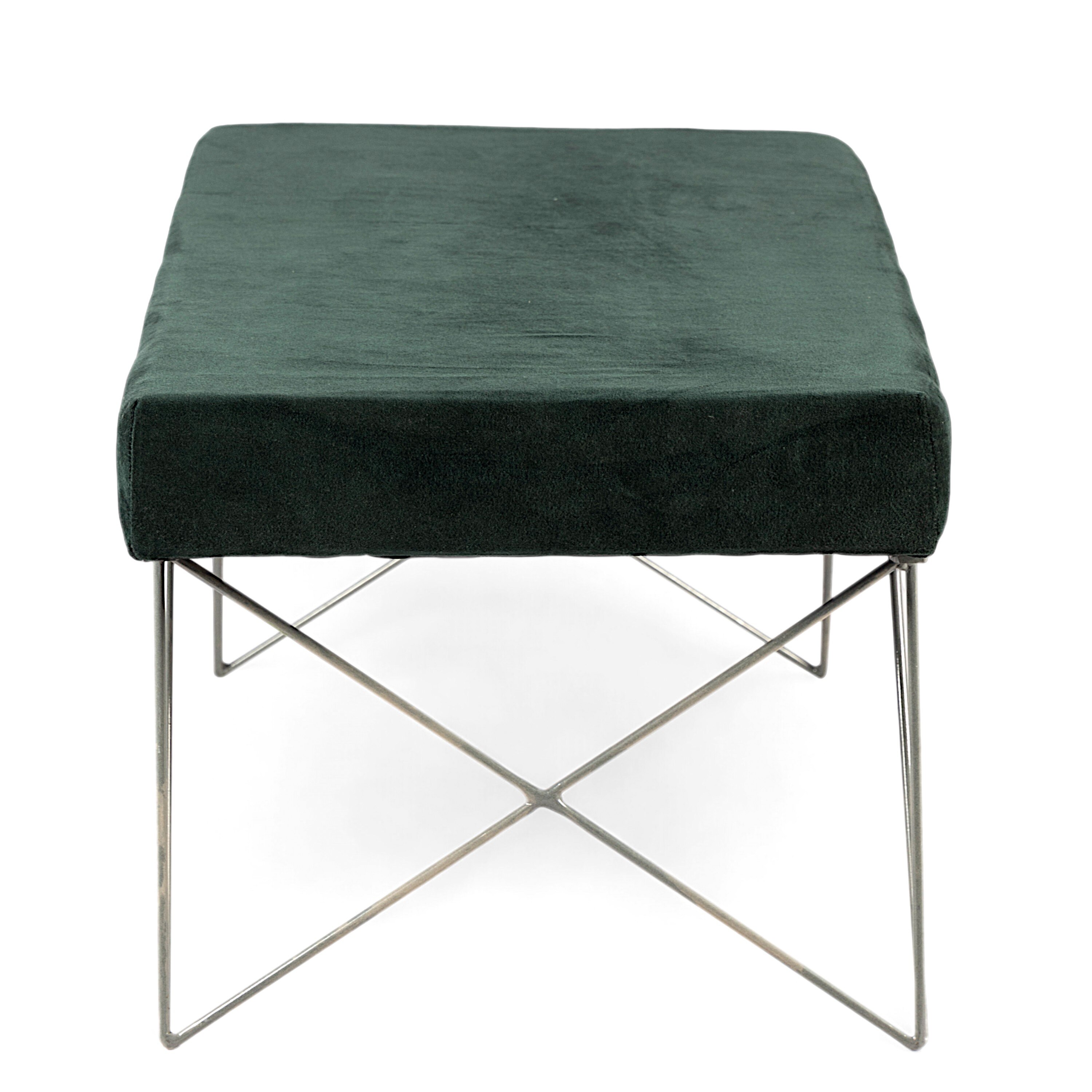 Zenith Sheesham Wood Accent 2 Seater Bench   In Green Cotton Velvet