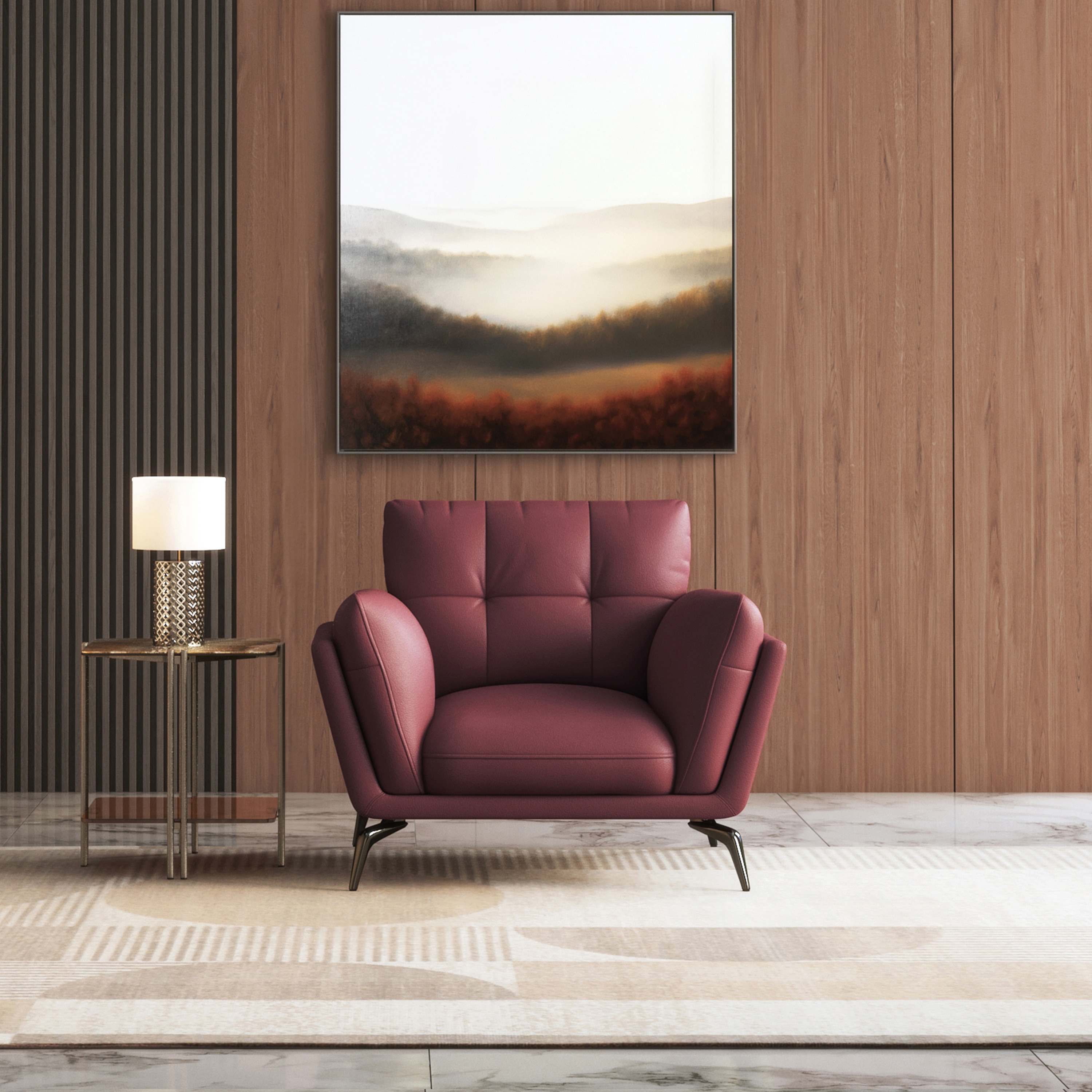 Vetra 1 Seater Leather Sofa In Wine Colour